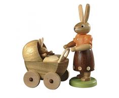 Rudolphs Schatzkiste Osterfigur Hasenmutter mit Kinderwagen farbig lassiert klein Höhe 11cm NEU Osterdeko Osterhasenfigur Ostern Korb Osterei Frühling Erzgebirge Seiffen Hase Blumen