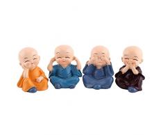 4 Mönche Figur Statue, niedliche kleine Mönche hören nichts Böses sehen kein Übel sprechen kein Übel tun kein ÜbelStatue Reichtum Glück Figur Home Baby Buddha Dekor Geschenk