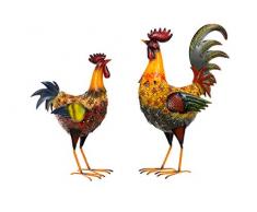 Riesiges schönes Metall Figurenpaar Hahn und Henne Set NA790+789 Gartenfigur Hahn 55cm, Huhn 52 cm Dekofigur