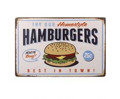 ULTNICE Metall Vintage Post Bar Schilder Blechschild mit Hamburger Muster für Zimmer-Wand-Dekor