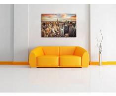 Skyline von New York Format: 80x60 auf Leinwand, XXL riesige Bilder fertig gerahmt mit Keilrahmen, Kunstdruck auf Wandbild mit Rahmen, günstiger als Gemälde oder Ölbild, kein Poster oder Plakat