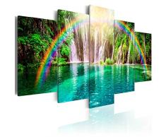 murando - Bilder 200x100 cm Vlies Leinwandbild 5 TLG Kunstdruck modern Wandbilder XXL Wanddekoration Design Wand Bild - Wasserfall Regenbogen c-A-0071-b-n
