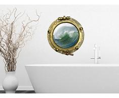 GRAZDesign Wandtattoo Bullauge Unterwasser Welt - Wandsticker Fliesensticker maritim Welle - Maritime Dekoration Fliesentattoos Meer Ozean / 32x30cm / 721049_30