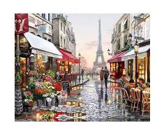 ZUOQUAN DIY Malen Nach Zahlen, Die Straßen Von Paris Nach Dem Regen, Menschen, Die Sich Lieben, Voller Fröhlicher Lächeln, Ölgemälde Geschenk Für Erwachsene, 40 * 50 cm