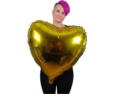 DIWULI, XXL Herzballon, Luftballon in Herzform, Herz-Ballon Gold, Herzluftballon, Herzfolienballon, Folien-Luftballon, Gold Folien-Ballon für Geburtstag, Hochzeit, Verlobung, Dekoration, Liebe, Love