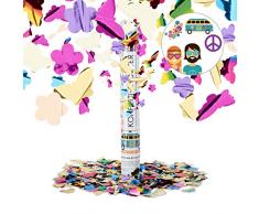 Relaxdays Party Popper bunt mit Schmetterlingen, Blumen, Konfetti Kanone für Mottopartys, 40cm Party Shooter, mehrfarbig