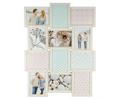 levandeo Holz Bilderrahmen Farbe: Ahorn weiß hochwertig verarbeitet für 12 Fotos 13x18cm mit Glasscheiben - Querformat und Hochformat Fotogalerie Collage Fotocollage Bildergalerie Fotorahmen