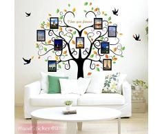 WandSticker4U- XXL Wandtattoo FOTOBAUM bunt I Wandbilder: 160x204 cm I Wandsticker Familie Baum Bilderrahmen Foto-rahmen Aufkleber I Wand Deko für Wohnzimmer Flur GROß