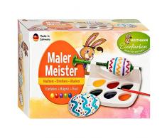 Heitmann Eierfarben Malermeister - Malgerät, Ostereier-Malmaschine mit Pinsel - 5 flüssige Eierfarben - azofrei - Ostern, Ostereier bemalen
