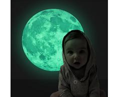 EXTSUD 30x30CM Wandsticker Leuchtaufkleber Leuchtsticker Mond fluoreszierend Wandaufkleber Hausdekoration für Schlafzimmer Wohnzimmer Kinderzimmer (Mond)