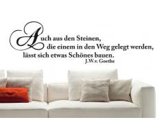 W292 (95x28cm) schwarz - Auch aus den Steinen, die einem in den Weg gelegt werden, lässt sich etwas Schönes bauen. Goethe - Wandtattoo Sprüche Zitate Wandaufkleber