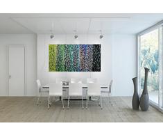 KunstLoft® XXL Gemälde Dots and Stripes 200x100cm | original handgemalte Bilder | Abstrakt Streifen Punkte Bunt | Leinwand-Bild Ölgemälde einteilig groß | Modernes Kunst Ölbild