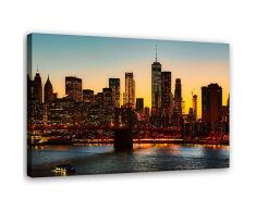 Feeby Bild auf Leinwand Manhattan Kunstdruck modern Stadt Mehrfarbig 80x60 cm
