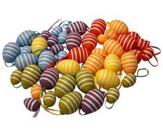 khevga Set Ostereier klein und groß gemischt bunt mit Band (Streifen 48er Set)