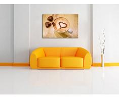 Kaffee Coffee Herz aus Schaum Cappucino Format: 80x60 cm auf Leinwand, XXL riesige Bilder fertig gerahmt mit Keilrahmen, Kunstdruck auf Wandbild mit Rahmen, günstiger als Gemälde oder Ölbild, kein Poster oder Plakat