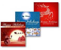 Weihnachtskarten 5er-Pack:Rentier/Nacht/Schneemann