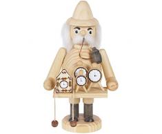 OBC Räuchermännchen Uhren-Händler Natur, 18 cm, Dekofigur Handbemalt im Erzgebirge - Stil/Räuchermann / Räucherfigur aus Holz