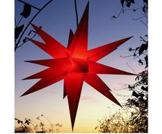 Außenstern rot - beleuchteter Stern ca. 55 cm Weihnachtsstern Leuchtstern Faltstern, wetterfest und beste Verarbeitung, kein störanfälliger Trafo nötig!