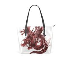 NR Multicolour Fashion Damen Handtaschen Schulterbeutel Umhängetaschen Damentaschen,Japanische Drachenfigur Tatsu Symbol Heiliges edles Volksmonsterthema