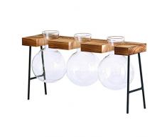 Ztoma Hydrokultur-Blumentopf, Schreibtisch, transparenter Glas-Blumentopf, Glühbirne, Vase mit Retro-Halterung aus Massivholz, für Hydrokultur-Pflanzen, Zuhause, Garten, Hochzeitsdekoration C