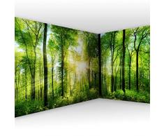 murando - Eckfototapete selbstklebend Wald 539x250 cm Tapete Wandtapete Klebefolie Dekorfolie Tapetenfolie Wand Dekoration Wandaufkleber Wohnzimmer Landschaft Natur grün Baum c-A-0058-a-b