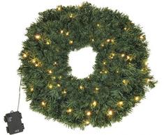 Türkranz Tannenkranz mit LED Beleuchtung batteriebetrieben Ø 60 cm