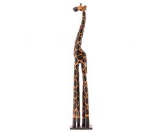 Nexos Deko Giraffe Holzfigur Skulptur Afrika Handarbeit Größe 120 cm – dunkel