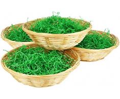 com-four® 4X Osterkörbchen mit Deko Gras - Osterkörbe mit grünem Gras - Bastkorb mit Ostergras (004 Stück - Korb mit Gras)