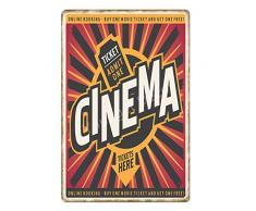 qnmbdgm Eisenmalerei Wandkunst-Plakat Retro Cinema Film Kinokarten Blechschilder Shop Market Restaurant Cinema Paintings Wanddekoration