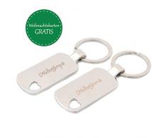 Oma und Opa -Geschenk für Oma + Opa Weihnachten- Schlüssel Anhänger für Oma Opa mit Gravur Lieblingsoma/Opa Geschenkidee – 2 Anhänger+GRATIS Weihnachtskarten