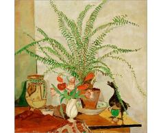 Posterlounge Leinwandbild 20 x 20 cm: Stilleben mit Blattpflanze von Oskar Moll/akg-Images - fertiges Wandbild, Bild auf Keilrahmen, Fertigbild auf echter Leinwand, Leinwanddruck