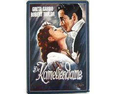 Tin Sign Art Deko Blechschild 20x30 cm 3 D geprägt Film Kameliendame Greta Garbo historisch Kino Plakat Werbung Bar Cafe Metall Schild