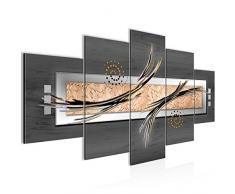 Bilder Abstrakt Wandbild 200 x 100 cm Vlies - Leinwand Bild XXL Format Wandbilder Wohnzimmer Wohnung Deko Kunstdrucke Grau 5 Teilig - MADE IN GERMANY - Fertig zum Aufhängen 103951b
