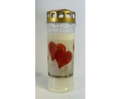 Grablichtkerze Herzen Wir vermissen dich (20/7 cm) 3768 - Brenndauer ca. 7 Tage - Grabkerze mit Motiv und Spruch