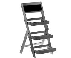 DRULINE Blumenleiter Pflanzentreppe Blumenregal aus Holz im Shabby Chic Landhaus Stil für Drinnen und Draußen mehrstufig Klappbar | 800572 | B x H x L ca. 36 cm x 73 cm x 34 cm | Grau