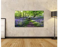 islandburner Bild Bilder auf Leinwand XXL Bild ! Direkt vom Hersteller ! Poster Leinwandbild Wandbilder Kunstdruck verschiedene Formate ! BIF Blumen im Wald Lavendel