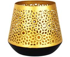 Orientalische goldene Laterne Windlicht Ceuta 12cm groß | Marokkanische Gold Gartenlaterne für draußen Innen als Tischlaterne | Marokkanisches Gartenwindlicht hängend oder zum hinstellen