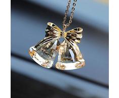 LJD Auto Rückspiegel Zubehör Hang, Frauen Auto-Anhänger Kristall Wind Autozubehör Innen Glocke Kristall-Doppel,A