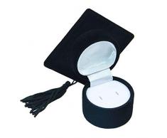 Ziyero Doktor-Hut Geschenkbox Ring Halter für Abschlussfeier Bachelor Cap Box Hutdesign mit Quasten für Lieferung der Abschlüsse, Abschlussfeiern, Hochzeiten, Geburtstage, Festivals usw (Schwarz)