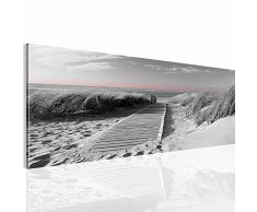 Bilder Strand Meer Wandbild Vlies - Leinwand Bild XXL Format Wandbilder Wohnzimmer Wohnung Deko Kunstdrucke Rosa Grau 1 Teilig - MADE IN GERMANY - Fertig zum Aufhängen 604012c