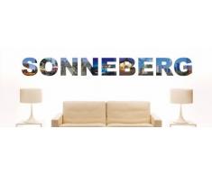 Wandtattoo farbige Wandschrift Städtename Sonneberg mit Sehenswürdigkeiten 80 x 8 cm Länge