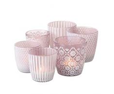 Windlicht Patty 3er Set H7-9cm violett Glas lackiert