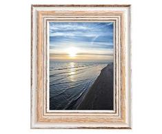 Mein Landhaus Echtholz Vintage Bilderrahmen Toskana im rustikalen Shabby Chic Look (Weiss/braun), traditioneller Holz-Rahmen Stil - natürlich schön! (10X15cm)