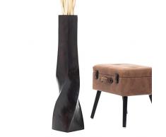 Leewadee Große Bodenvase für Dekozweige hohe Standvase Design Holzvase 90 cm, Mangoholz, braun