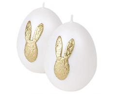 holzalbum Oster Eier Kerzen 2 Stück Wachskerze 3D Hase Gold Osterdekoration Ostereier