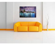 Skyline New York Bild auf Leinwand, XXL riesige Bilder fertig gerahmt mit Keilrahmen, Kunstdruck auf Wandbild mit Rahmen, guenstiger als Gemaelde oder Bild, kein Poster oder Plakat, Format:120x80 cm