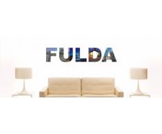 Wandtattoo farbige Wandschrift Städtename Fulda mit Sehenswürdigkeiten 80 x 15 cm Länge