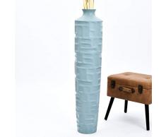 Leewadee Große Bodenvase für Dekozweige hohe Standvase Design Holzvase 111 cm, Mangoholz, blau