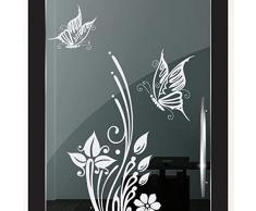 DD Dotzler Design 2111-2 Milchglas-Folie Fenster-Folie Klebe-Folie Glas-Dekorfolie Fenster-Aufkleber Sichtschutz-Folie Fenster-Tattoo Schmetterling Blume Duschkabine