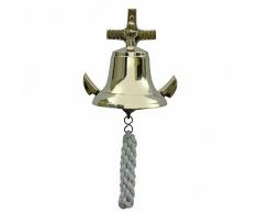Schiffsglocke mit Ankerwandhalter, Wand Glocke, Messing Ø 12 cm